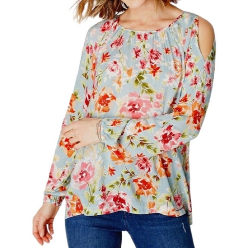 J. Jill Floral Cold Shoulder Long Sleeve Top